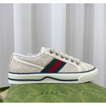 Gucci Tennis 1977 Low-top Sneakers in GG Embroidered Crochet Cotton Beige 2024 0605 (MD-240605013)