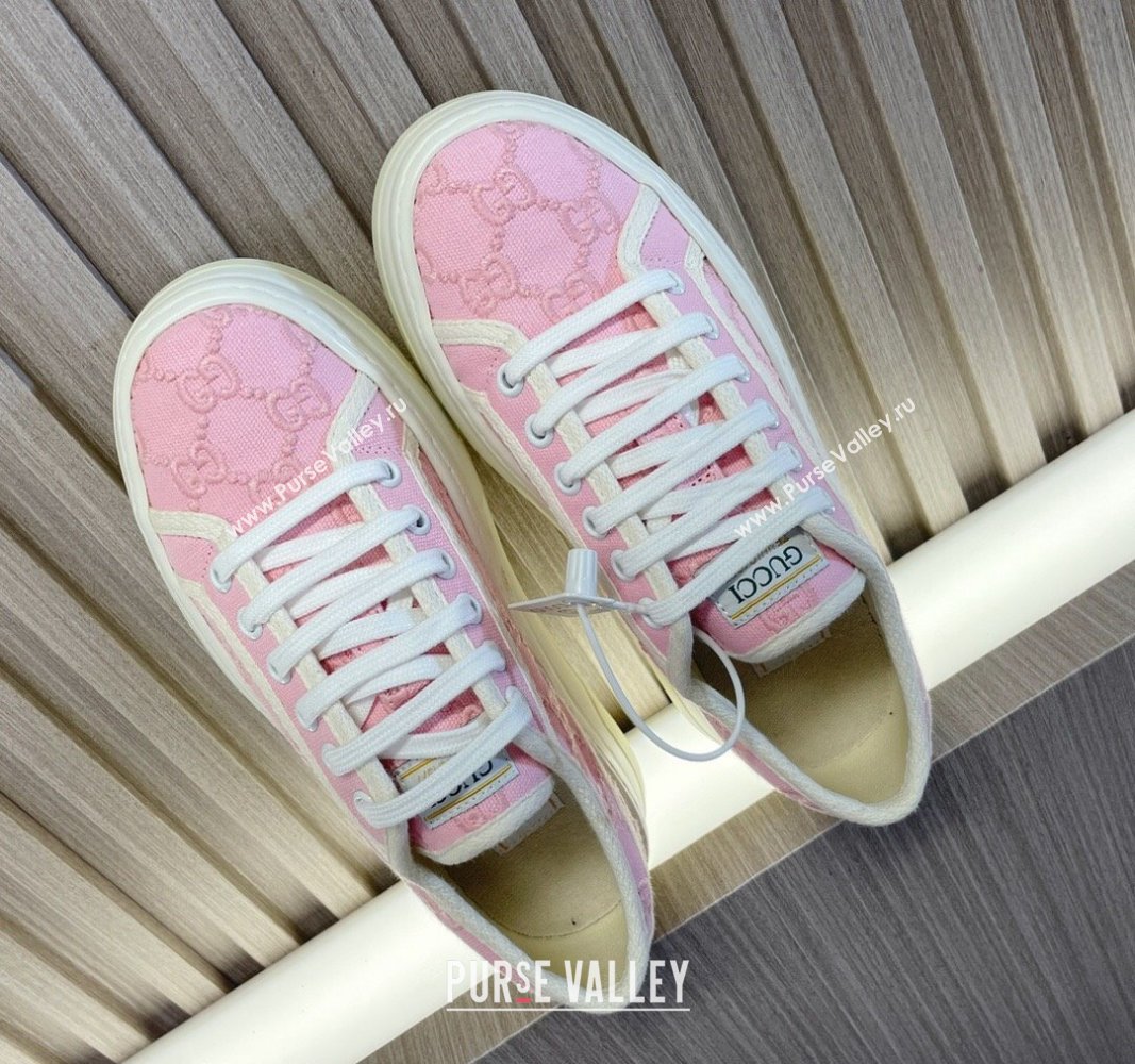 Gucci Tennis 1977 GG Embroidered Canvas Low-top Platform Sneakers 5cm Pink 2024 0605 (MD-240605002)