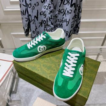 Gucci Interlocking G Sneakers in Suede and Mesh Green 20240605 ‎791742 (MD-240605016)