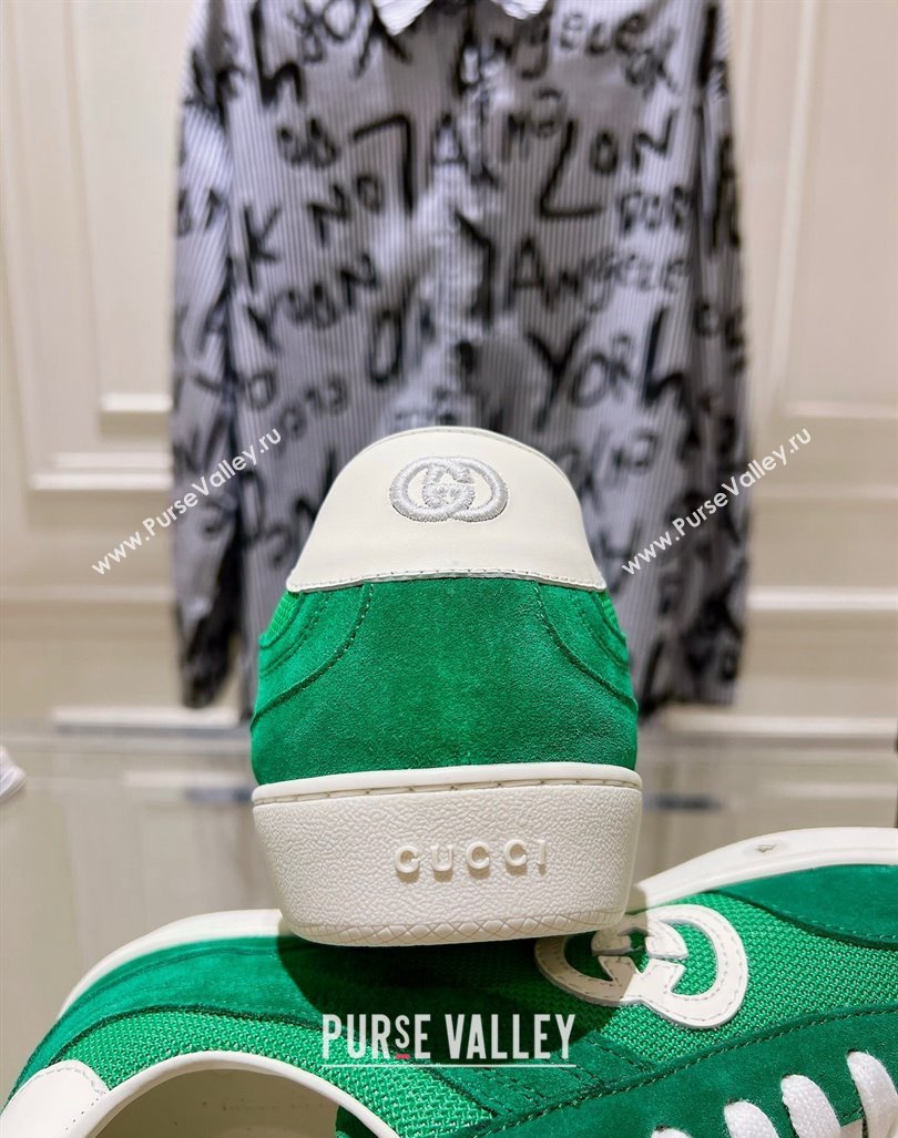 Gucci Interlocking G Sneakers in Suede and Mesh Green 20240605 ‎791742 (MD-240605016)