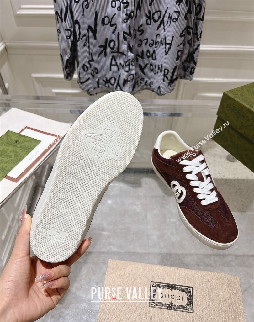 Gucci Interlocking G Sneakers in Suede and Mesh Brown 20240605 ‎791742 (MD-240605018)