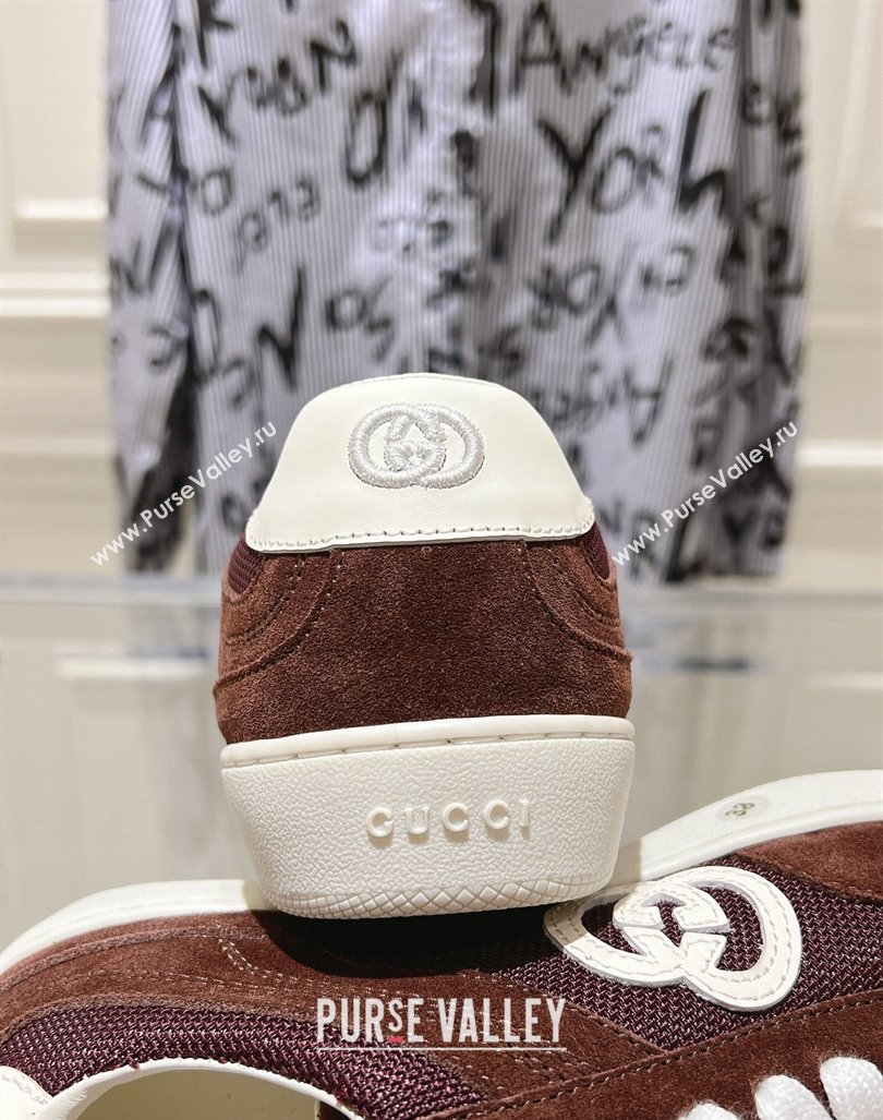 Gucci Interlocking G Sneakers in Suede and Mesh Brown 20240605 ‎791742 (MD-240605018)