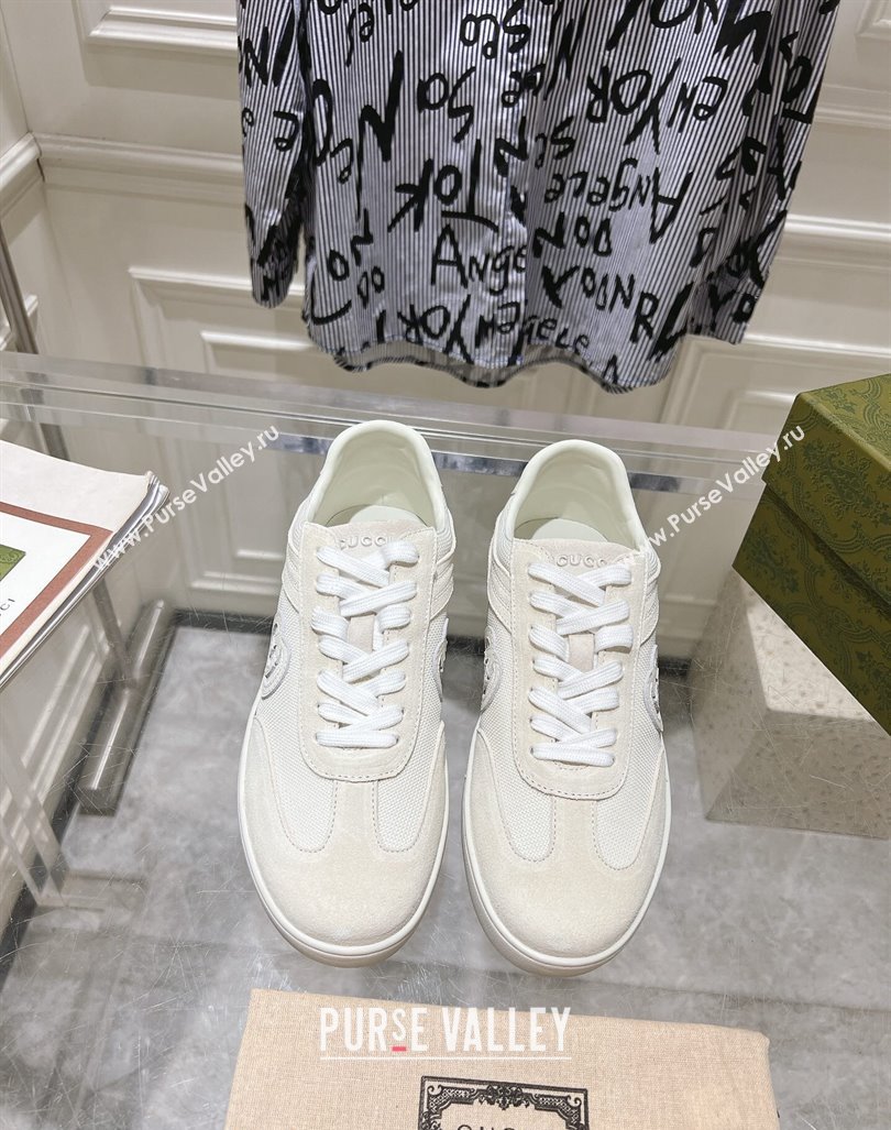 Gucci Interlocking G Sneakers in Suede and Mesh White 20240605 ‎791742 (MD-240605019)