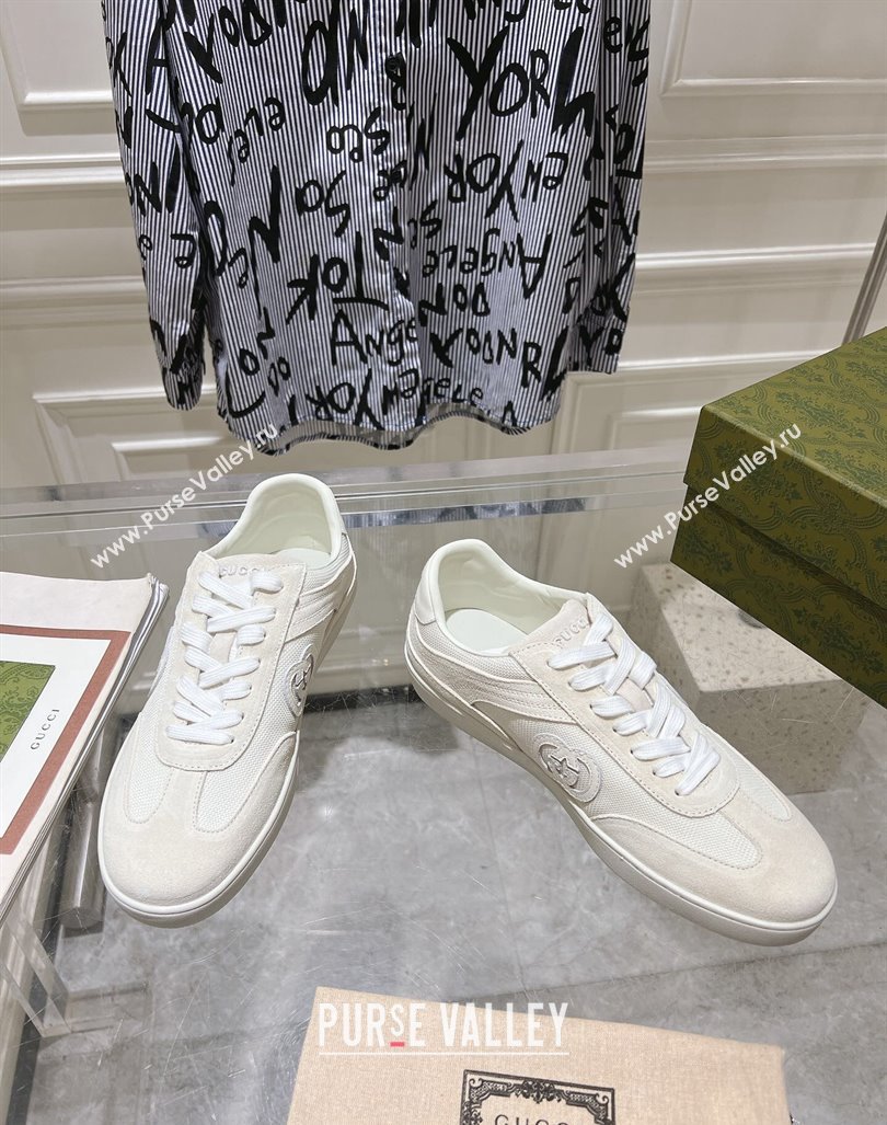 Gucci Interlocking G Sneakers in Suede and Mesh White 20240605 ‎791742 (MD-240605019)