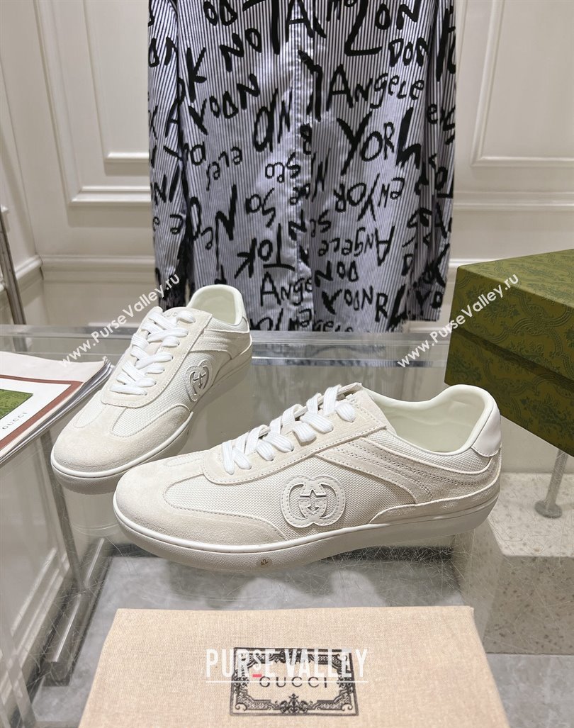 Gucci Interlocking G Sneakers in Suede and Mesh White 20240605 ‎791742 (MD-240605019)