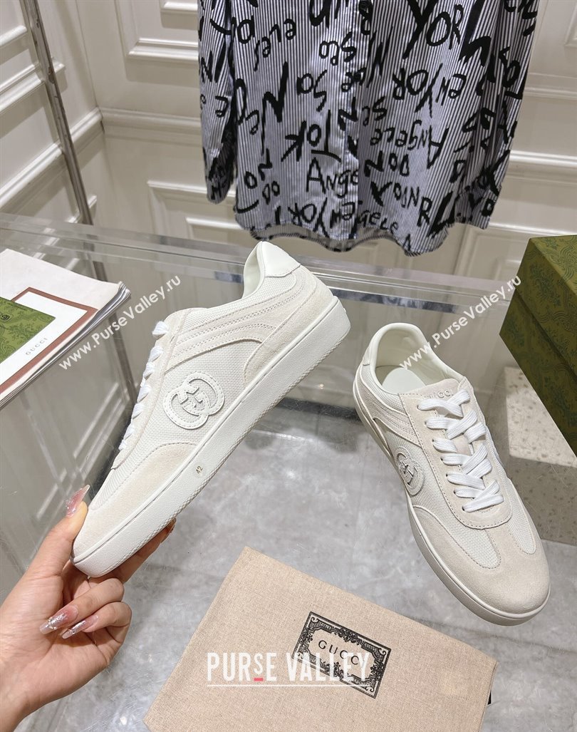 Gucci Interlocking G Sneakers in Suede and Mesh White 20240605 ‎791742 (MD-240605019)