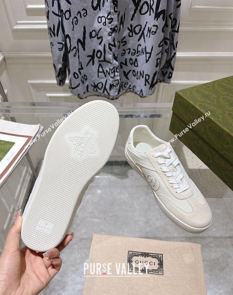 Gucci Interlocking G Sneakers in Suede and Mesh White 20240605 ‎791742 (MD-240605019)