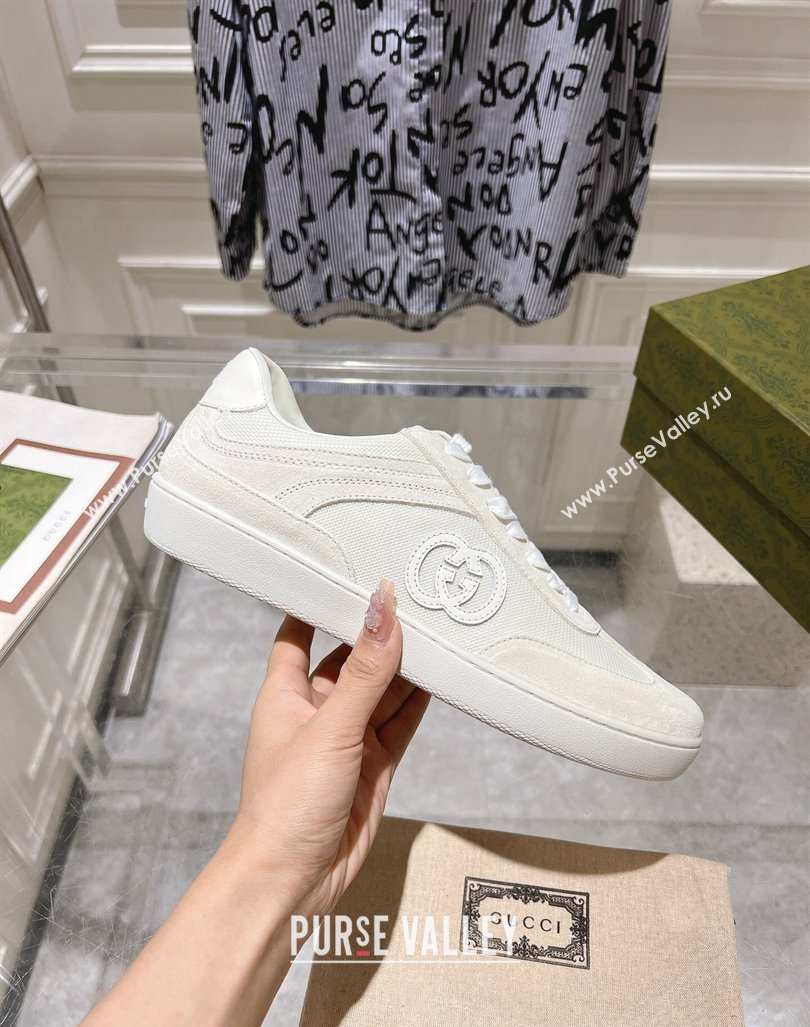 Gucci Interlocking G Sneakers in Suede and Mesh White 20240605 ‎791742 (MD-240605019)