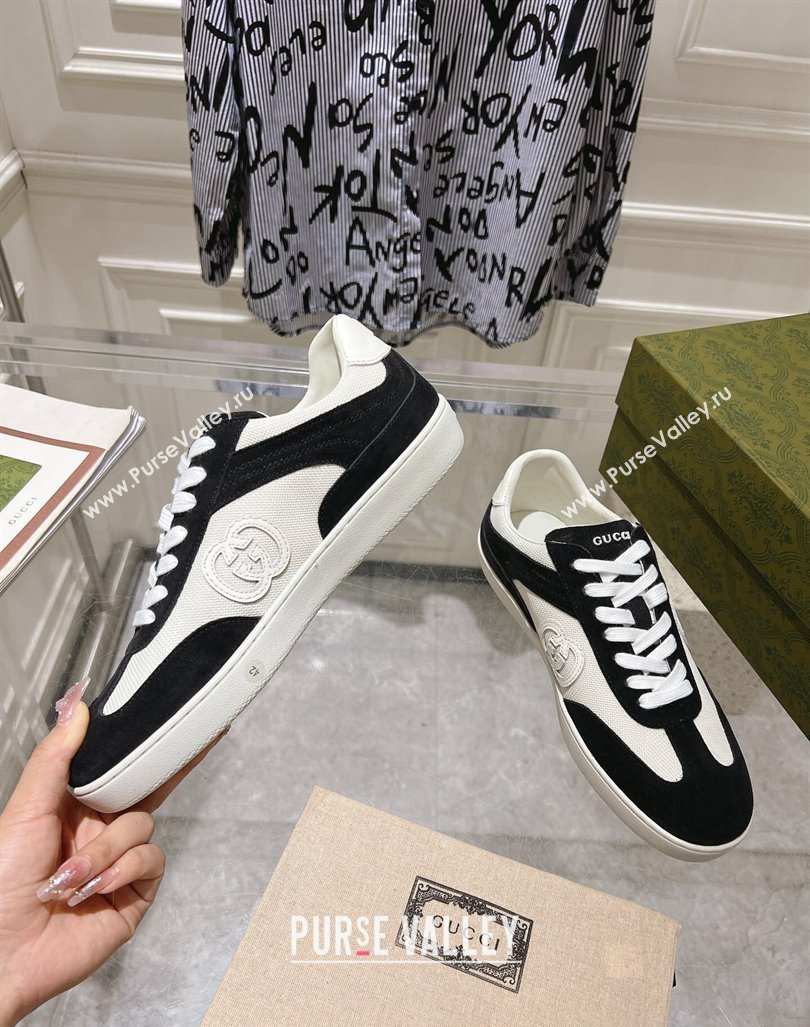 Gucci Interlocking G Sneakers in Suede and Mesh Black 20240605 ‎791742 (MD-240605020)