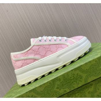 Gucci Tennis 1977 GG Embroidered Canvas Low-top Platform Sneakers 5cm Pink 2024 0605 (MD-240605002)