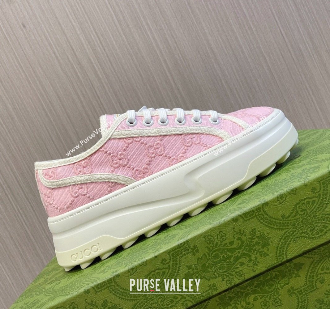 Gucci Tennis 1977 GG Embroidered Canvas Low-top Platform Sneakers 5cm Pink 2024 0605 (MD-240605002)