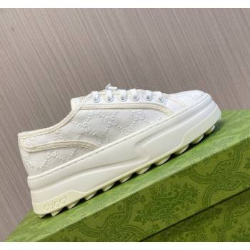 Gucci Tennis 1977 GG Embroidered Canvas Low-top Platform Sneakers 5cm White 2024 0605 (MD-240605003)