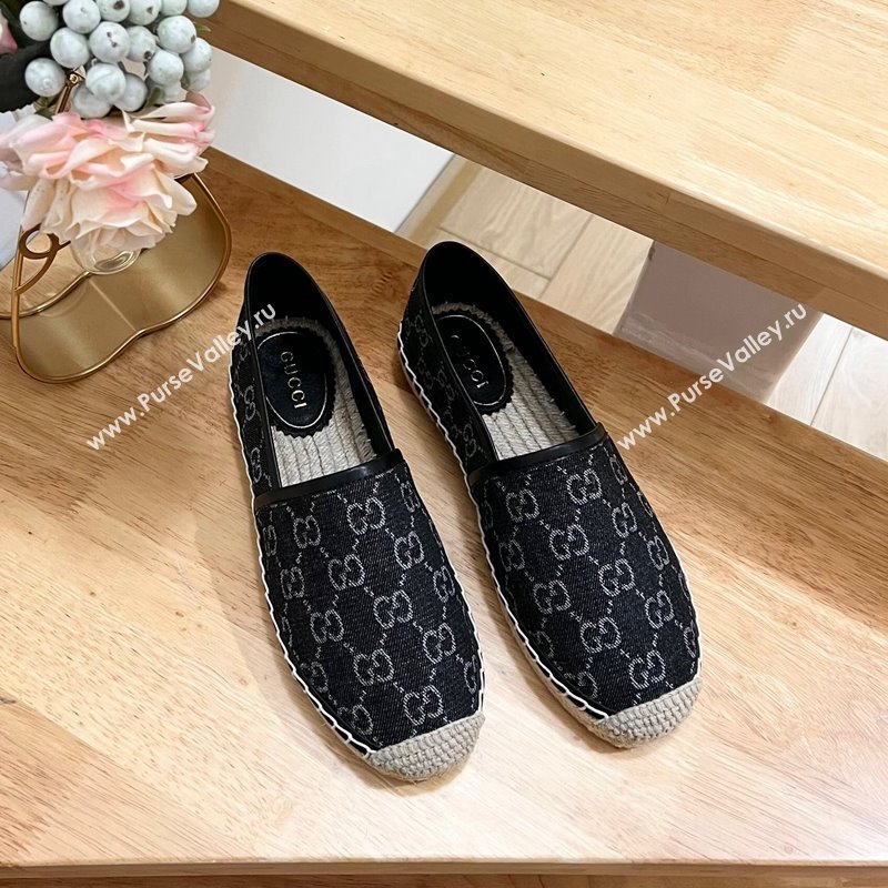 Gucci GG Denim Espadrilles Flat Black 2024 0605 (MD-240605066)