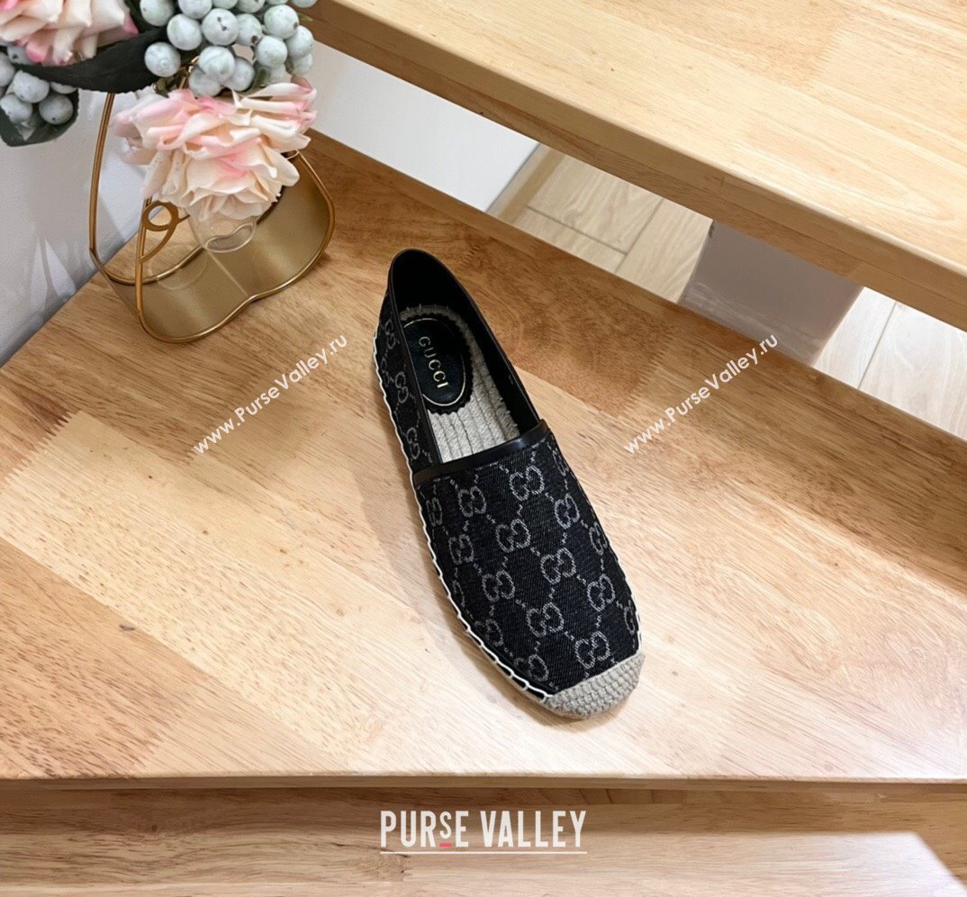 Gucci GG Denim Espadrilles Flat Black 2024 0605 (MD-240605066)