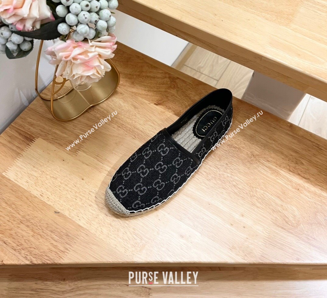 Gucci GG Denim Espadrilles Flat Black 2024 0605 (MD-240605066)