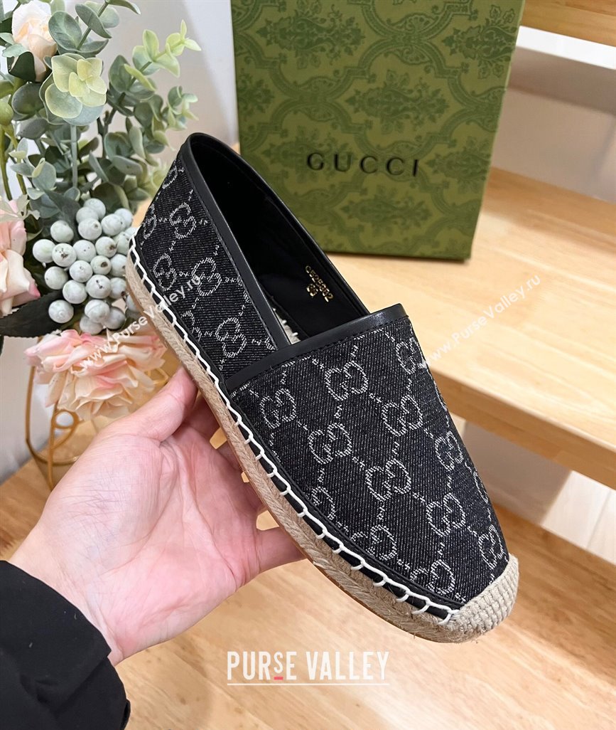 Gucci GG Denim Espadrilles Flat Black 2024 0605 (MD-240605066)