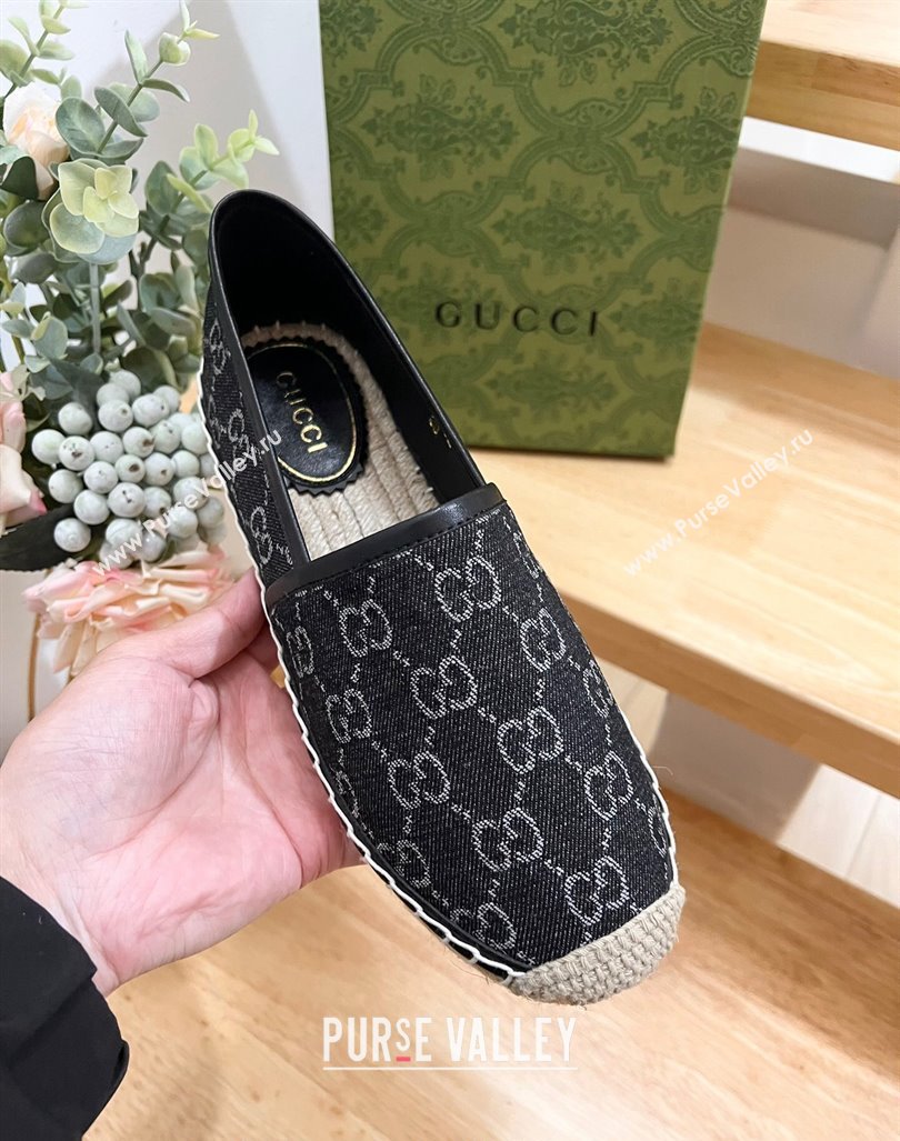 Gucci GG Denim Espadrilles Flat Black 2024 0605 (MD-240605066)