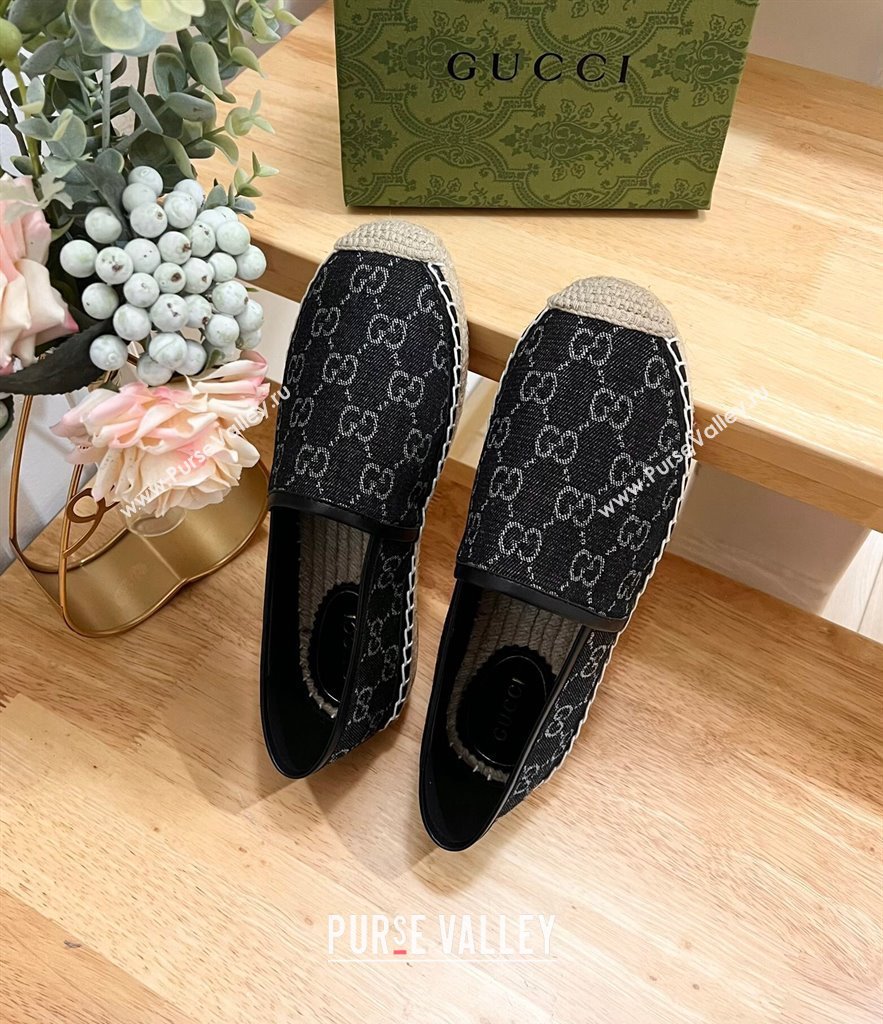 Gucci GG Denim Espadrilles Flat Black 2024 0605 (MD-240605066)