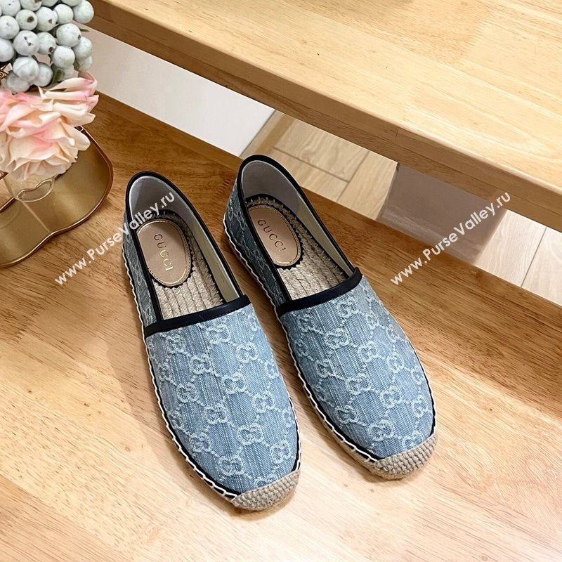 Gucci GG Denim Espadrilles Flat Light Blue 2024 0605 (MD-240605067)