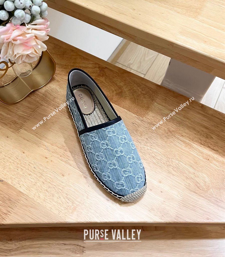 Gucci GG Denim Espadrilles Flat Light Blue 2024 0605 (MD-240605067)