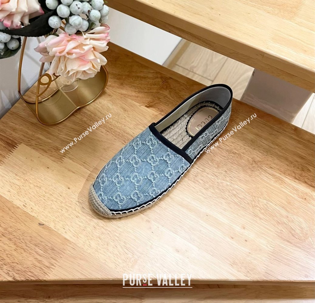 Gucci GG Denim Espadrilles Flat Light Blue 2024 0605 (MD-240605067)