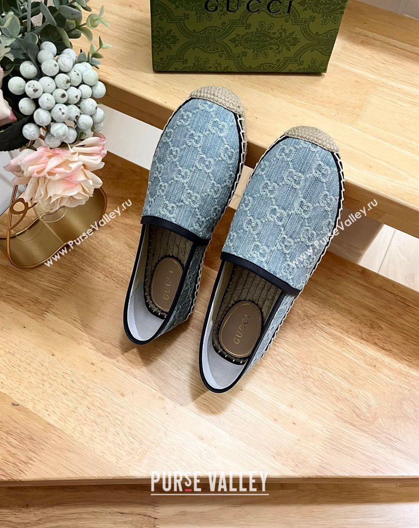 Gucci GG Denim Espadrilles Flat Light Blue 2024 0605 (MD-240605067)