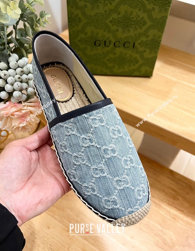 Gucci GG Denim Espadrilles Flat Light Blue 2024 0605 (MD-240605067)