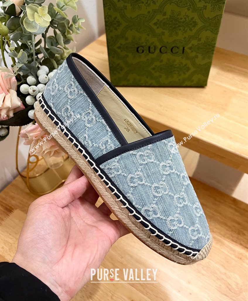 Gucci GG Denim Espadrilles Flat Light Blue 2024 0605 (MD-240605067)