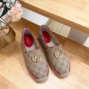 Gucci Quilted Denim Espadrilles Flat with GG Beige/Red 2024 0604 (MD-240605070)