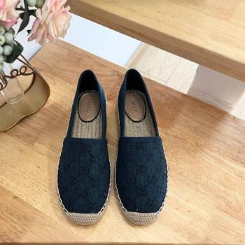 Gucci Strass GG Canvas Espadrilles Flat Dark Blue 2024 0604 (MD-240605078)