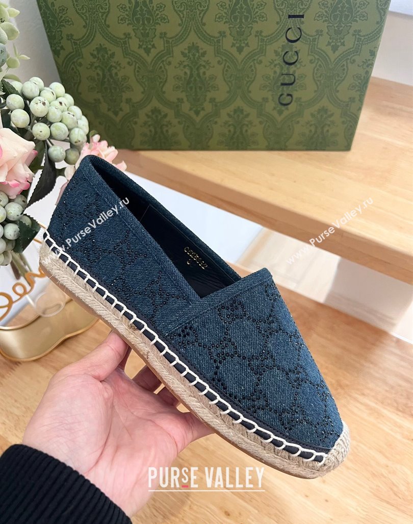 Gucci Strass GG Canvas Espadrilles Flat Dark Blue 2024 0604 (MD-240605078)