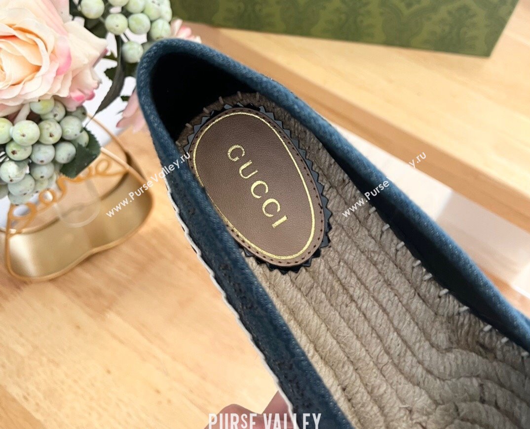 Gucci Strass GG Canvas Espadrilles Flat Dark Blue 2024 0604 (MD-240605078)