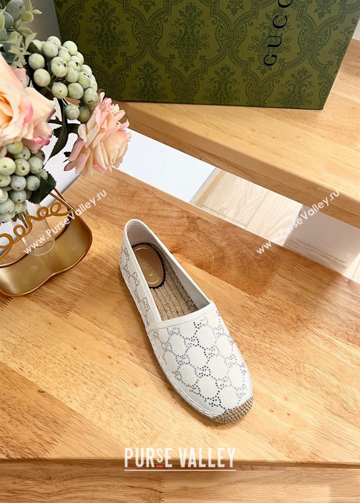 Gucci Strass GG Canvas Espadrilles Flat White 2024 0604 (MD-240605079)