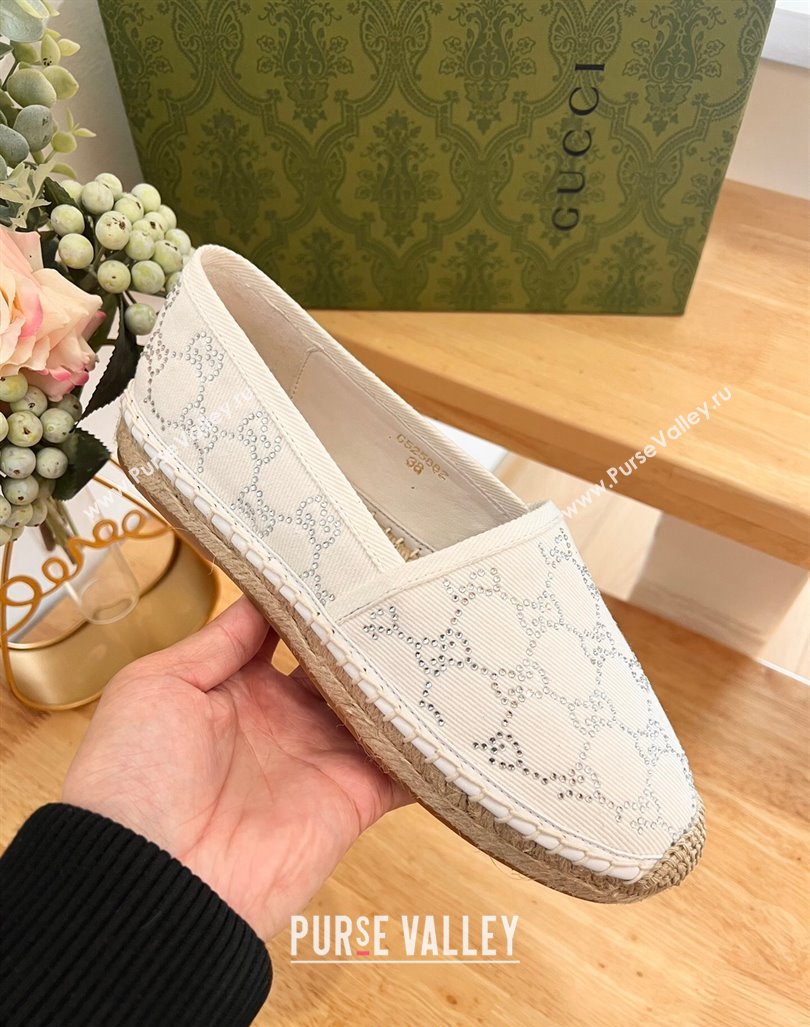 Gucci Strass GG Canvas Espadrilles Flat White 2024 0604 (MD-240605079)