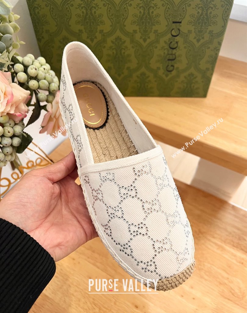 Gucci Strass GG Canvas Espadrilles Flat White 2024 0604 (MD-240605079)