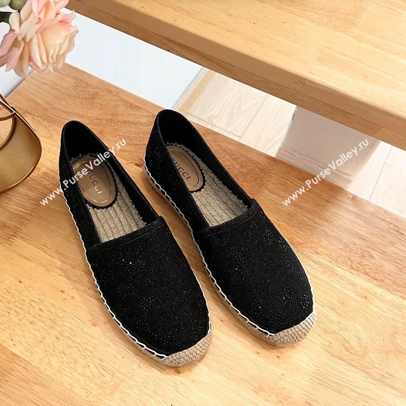 Gucci Strass GG Canvas Espadrilles Flat Black 2024 0604 (MD-240605080)