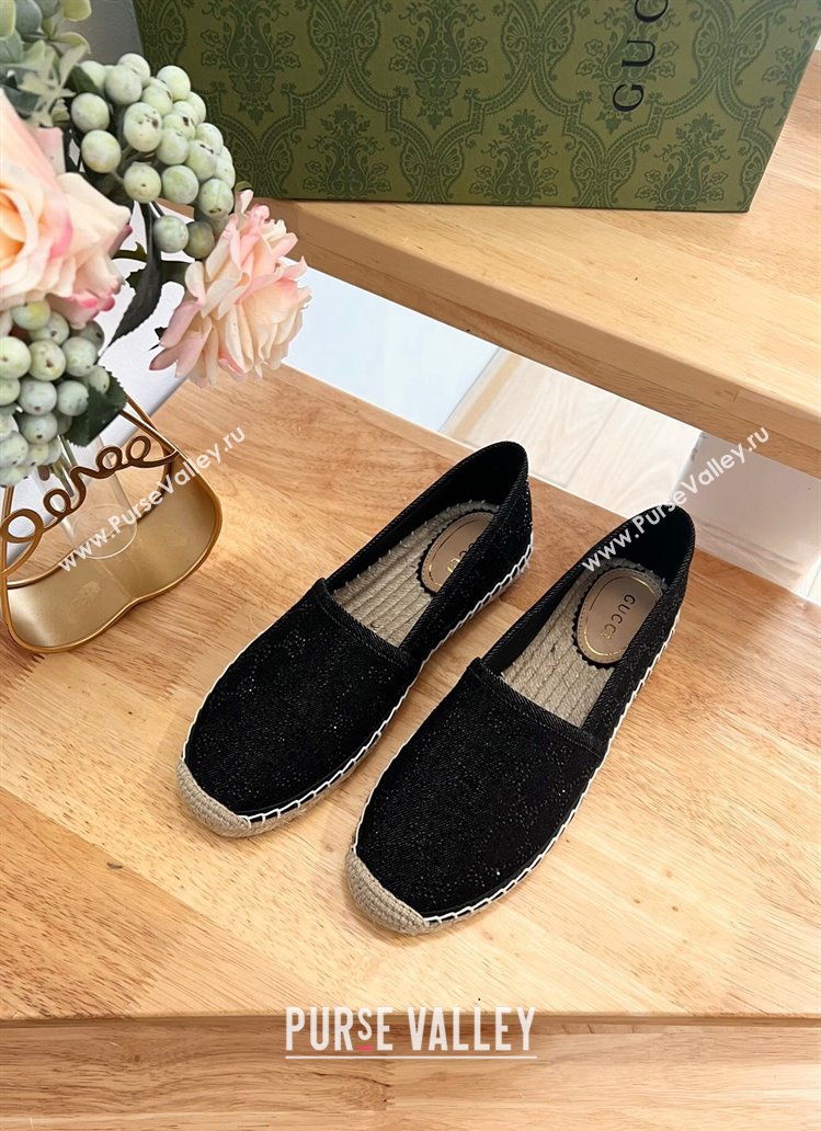 Gucci Strass GG Canvas Espadrilles Flat Black 2024 0604 (MD-240605080)