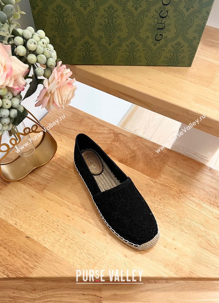 Gucci Strass GG Canvas Espadrilles Flat Black 2024 0604 (MD-240605080)