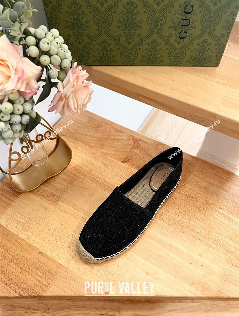 Gucci Strass GG Canvas Espadrilles Flat Black 2024 0604 (MD-240605080)