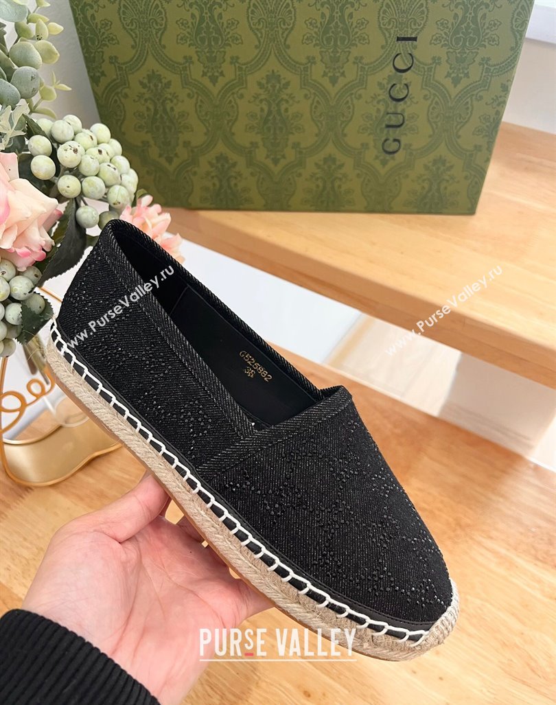 Gucci Strass GG Canvas Espadrilles Flat Black 2024 0604 (MD-240605080)