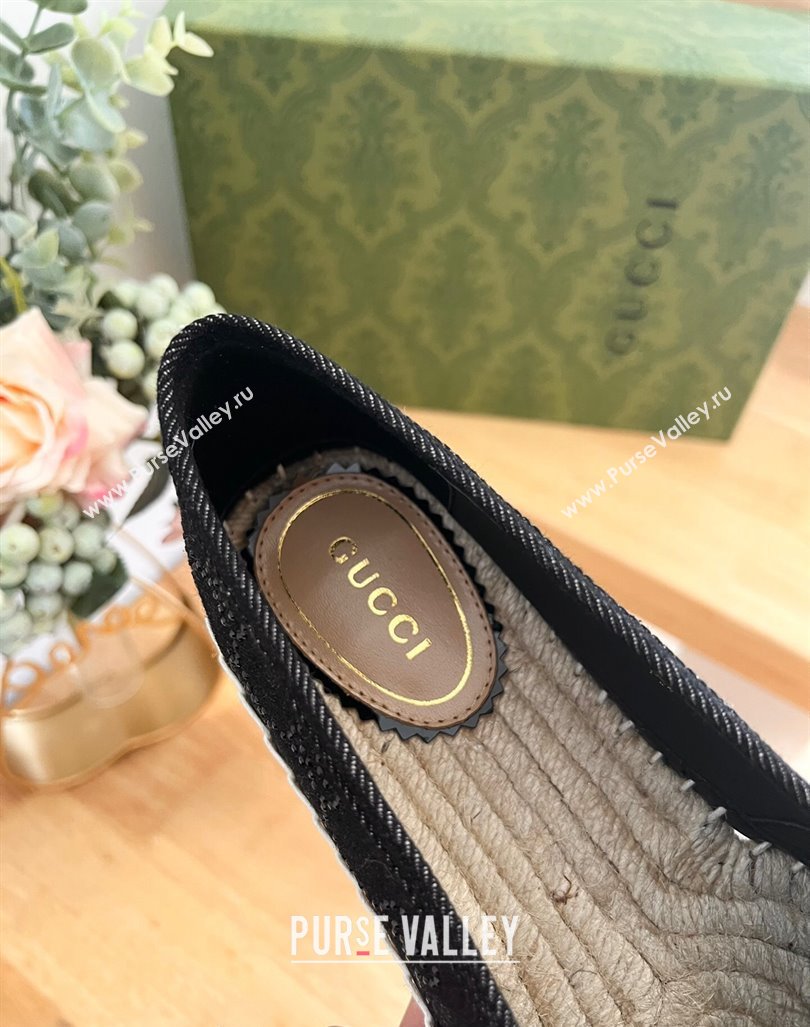 Gucci Strass GG Canvas Espadrilles Flat Black 2024 0604 (MD-240605080)