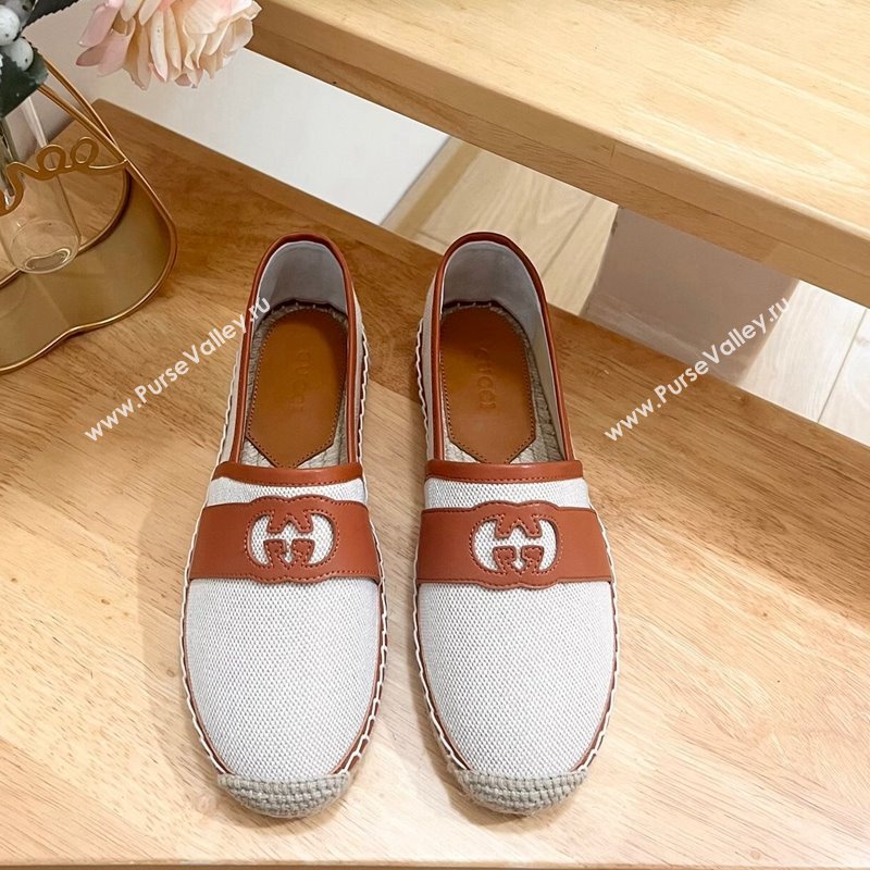 Gucci GG Canvas Espadrilles Flat with Interlocking G White 2024 0604 (MD-240605084)