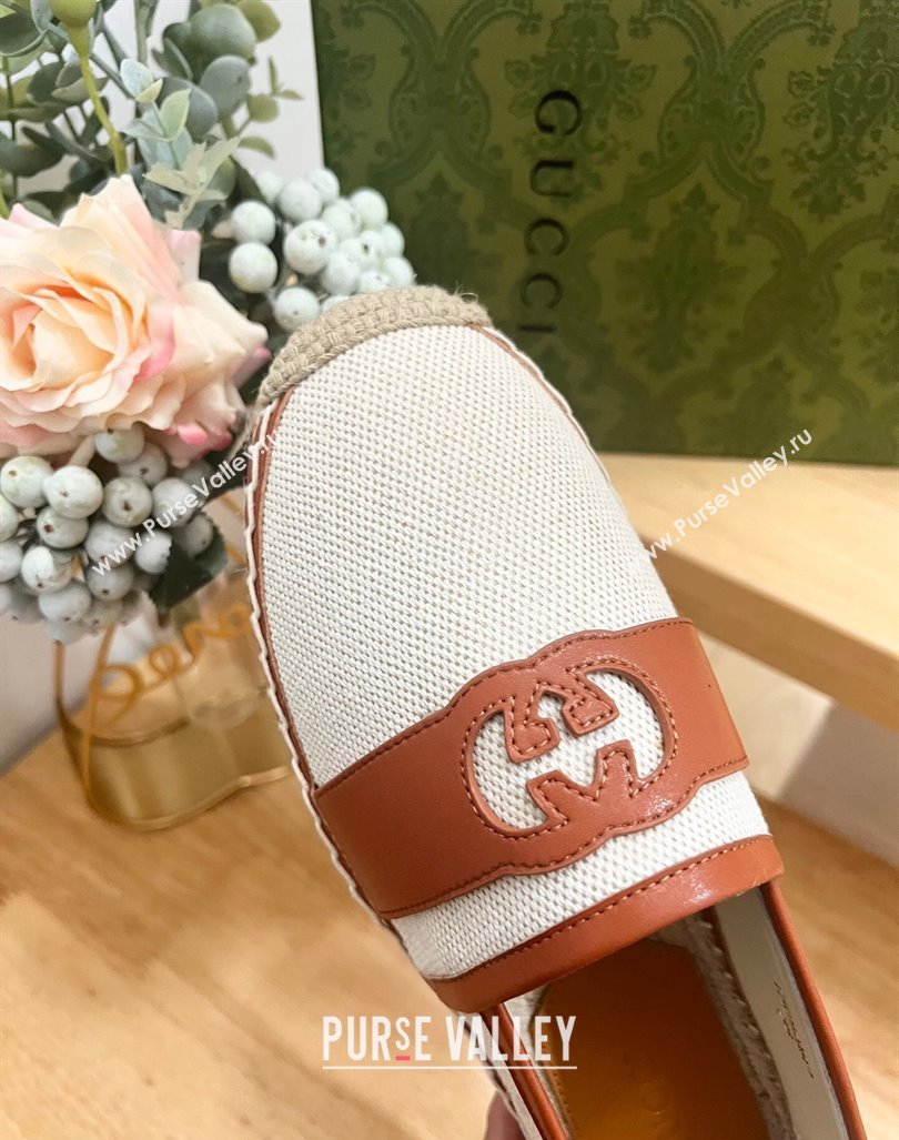 Gucci GG Canvas Espadrilles Flat with Interlocking G White 2024 0604 (MD-240605084)