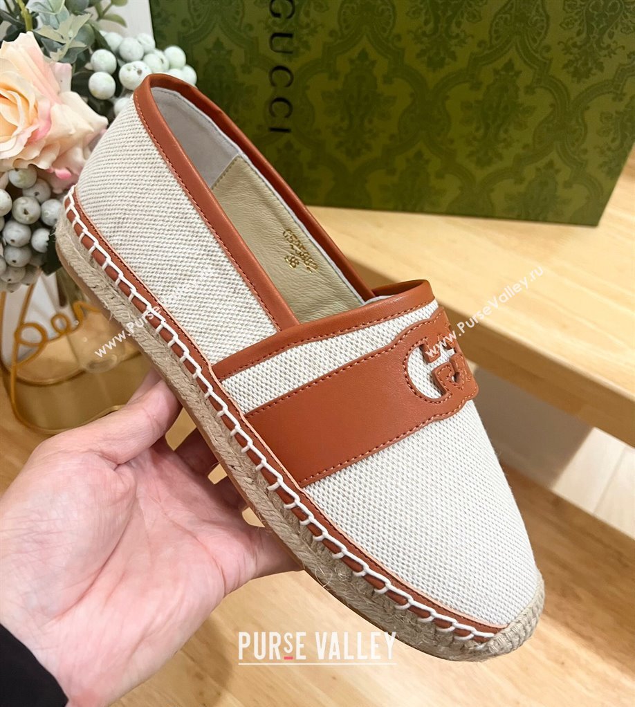 Gucci GG Canvas Espadrilles Flat with Interlocking G White 2024 0604 (MD-240605084)