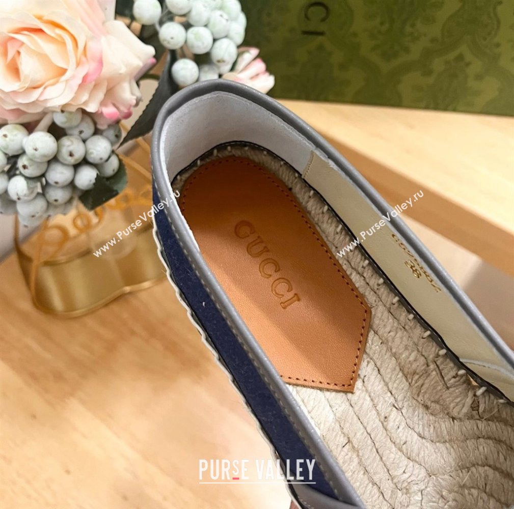 Gucci GG Denim Espadrilles Flat with Interlocking G Blue 2024 0604 (MD-240605086)