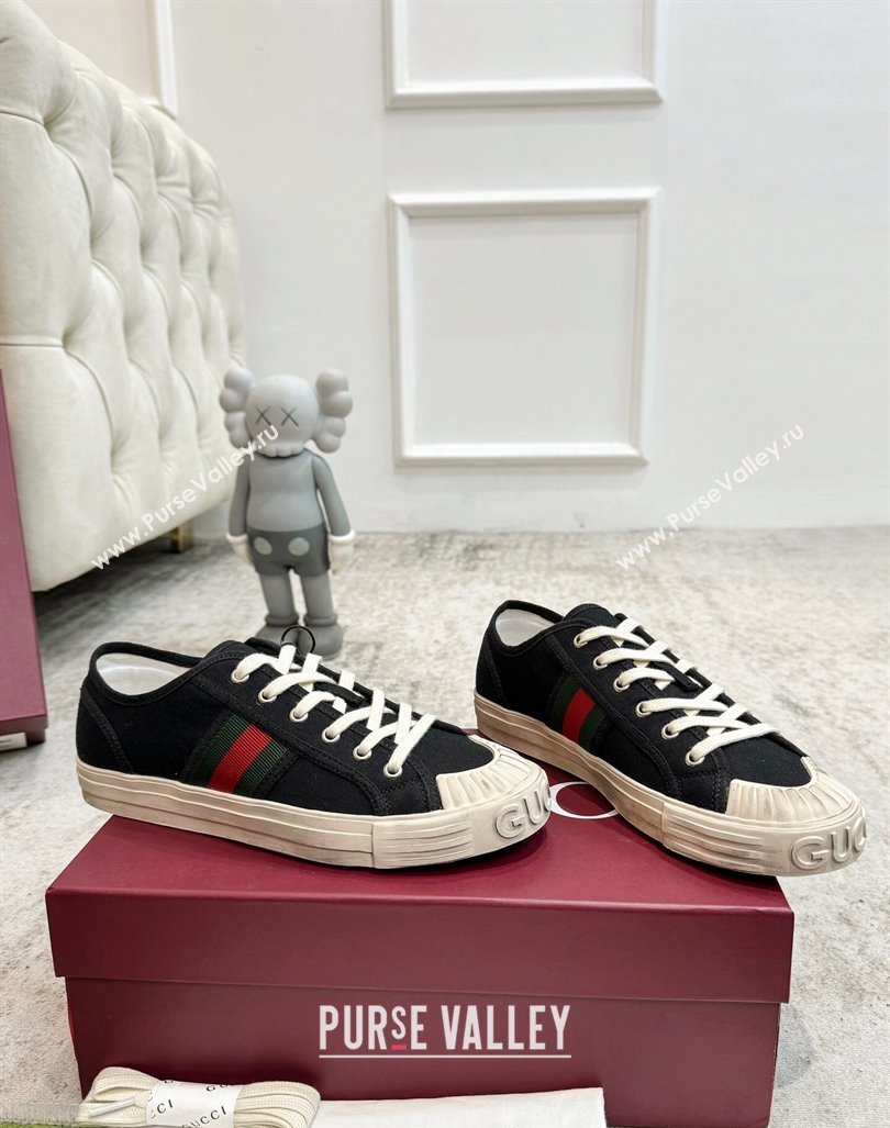 Gucci Lido Canvas Sneakers Black 2024 0605 (KL-240605109)