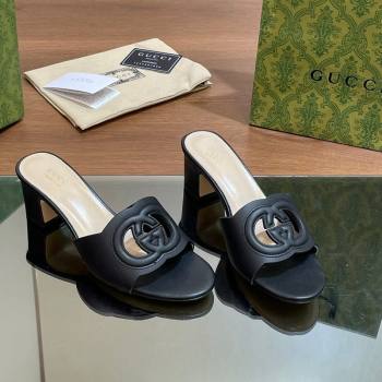 Gucci Cutout Interlocking G Heel Slide Sandals 5.5cm Black 2024 0605 (MD-240605121)