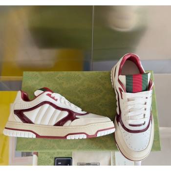 Gucci Re-Web Sneakers in Patchwork Leather White/Dark Burgundy 2024 0605 (SS-240605146)