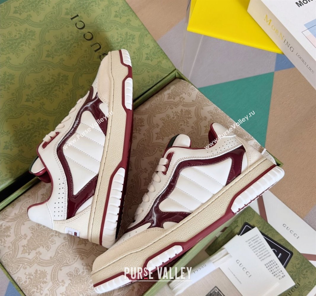 Gucci Re-Web Sneakers in Patchwork Leather White/Dark Burgundy 2024 0605 (SS-240605146)