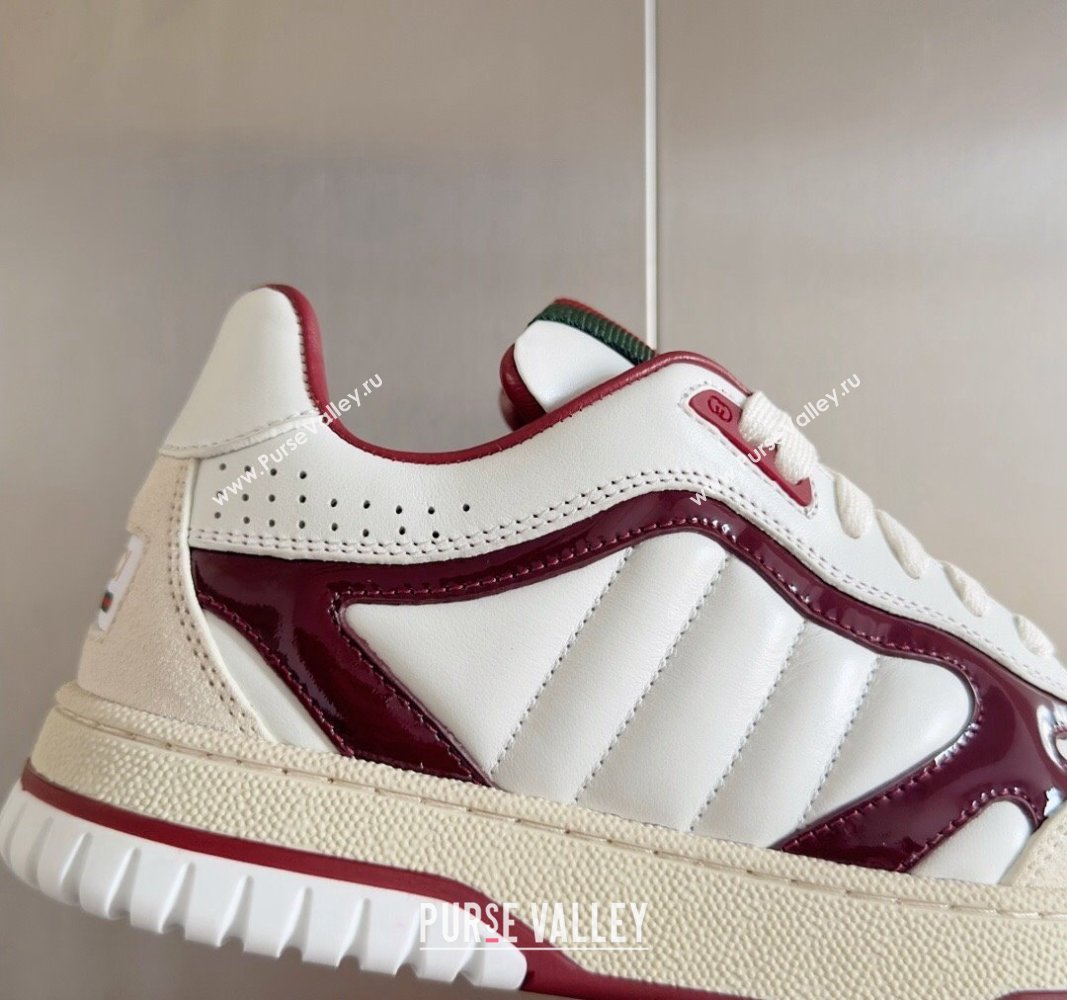 Gucci Re-Web Sneakers in Patchwork Leather White/Dark Burgundy 2024 0605 (SS-240605146)